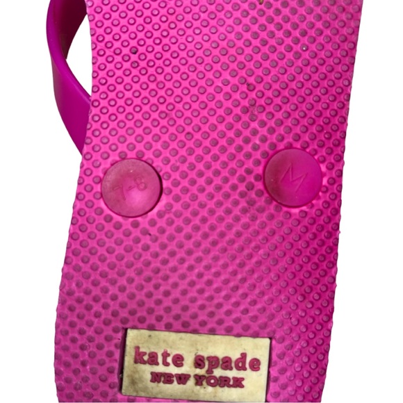 Kate Spade Fifi Flip Flops Sz 7-8 Y2K Pink Bow Embellished Preppy Charm Sandals - Picture 5 of 5